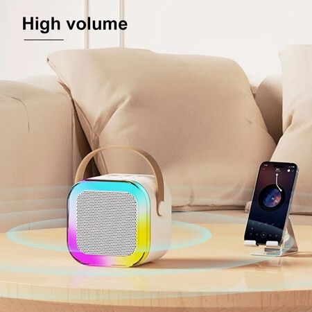 Karaoke 2 Speakers Portable Bluetooth  Wireless  Lightweight with RGB LED Light Girls Boys Birthday Gift