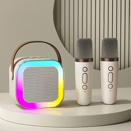 Karaoke 2 Speakers Portable Bluetooth  Wireless  Lightweight with RGB LED Light Girls Boys Birthday Gift