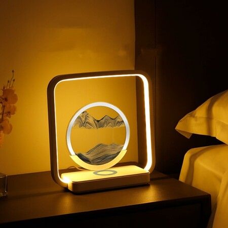 3D Hourglass USB Interface Moving Sand Desk Lamp ,Painting Quicksand Home Desktop Decoration Lighting