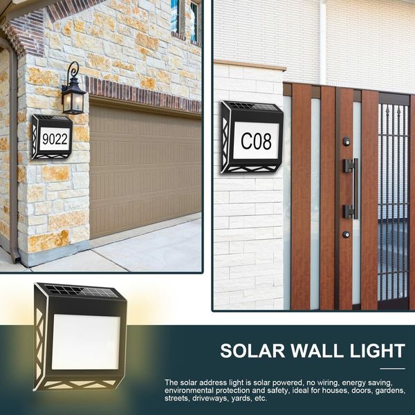 House Numbers Solar Powered Address Sign, Waterproof  Warm LED Illuminated address Plaques house numbers Smart Switch for Home Yard, Outdoor Walls