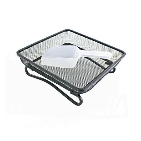 Platform Ground Bird Feeder Tray for Outdoors, Durable Metal Mesh Design and Includes Bird Seed Scoop