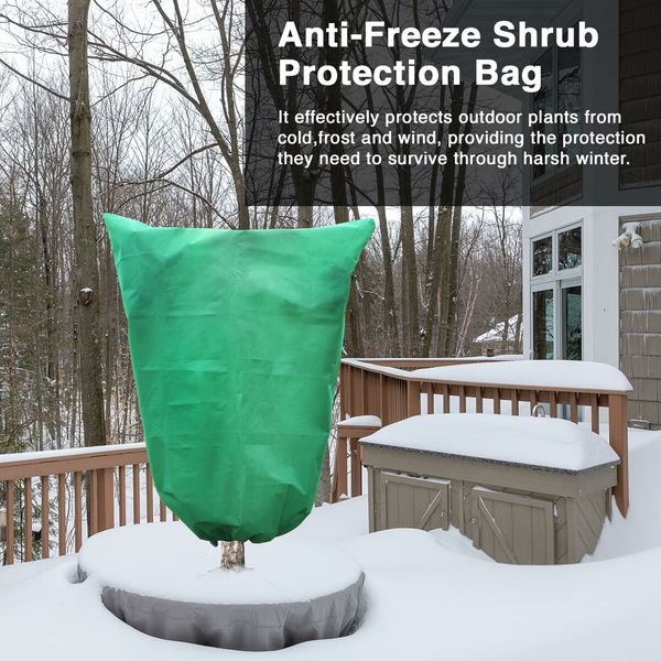 2 Packs Plant Covers Freeze Protection Large 47.7" X 71.7" Tree Covers Frost Cloth Plant Anti-Freeze Shrub Protection Bag with Zipper Drawstring Frost Blankets for Outdoor Plants (Green)