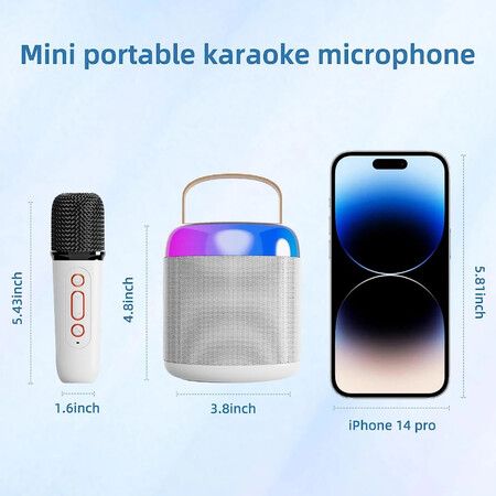 Kids family Portable Karaoke Bluetooth Speaker with Microphone Function Wireless Loudspeaker Mini Portable Karaoke Box with Dual Microphone Color Pink