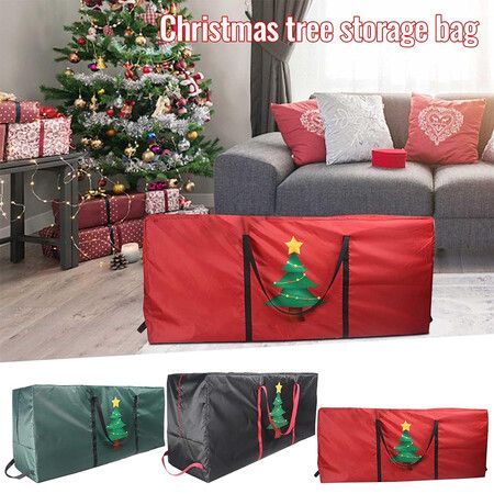 Christmas Tree Storage Bag | Christmas Tree (Single print), Fits Up Heavy Duty 600D Oxford Xmas Holiday Tree Bag with Durable Handles & Dual Zipper 122 * 38 * 51cm (Red)