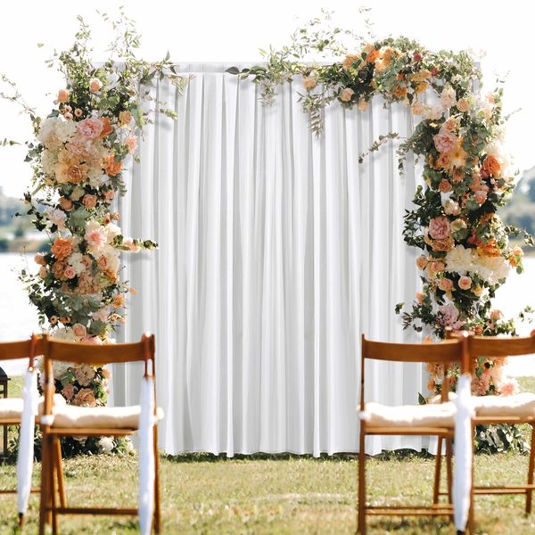 White Backdrop Curtain Silk Background Drape Wedding Party Birthday Graduation Decoration Stage Photography with Rod Pocket 2x2m