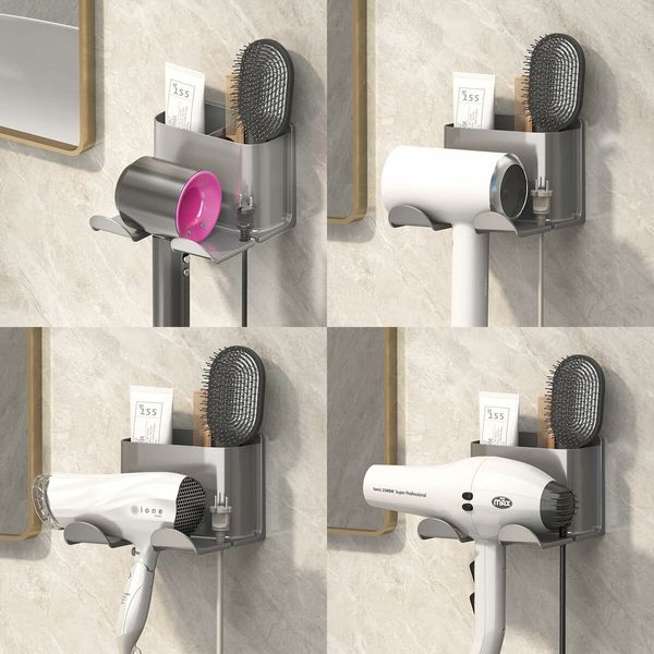 Hair Dryer Holder Wall Mounted for Dyson Supersonic Hair Dryers, Bathroom Accessories Hair Dryer Stand (Grey)