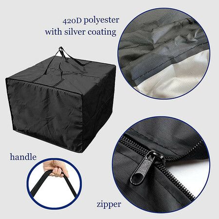 Cushion Storage Bag, Outdoor Patio Furniture Storage Bag with Zipper and Handles, Large Patio Furniture Storage Bag,81*81*61CM (Black)