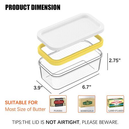 Butter Slicer Cutter, Stick Butter Container Dish with Lid for Fridge, Easy Cutting 4oz Sticks Butter