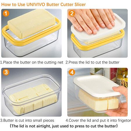 Butter Slicer Cutter, Stick Butter Container Dish with Lid for Fridge, Easy Cutting 4oz Sticks Butter