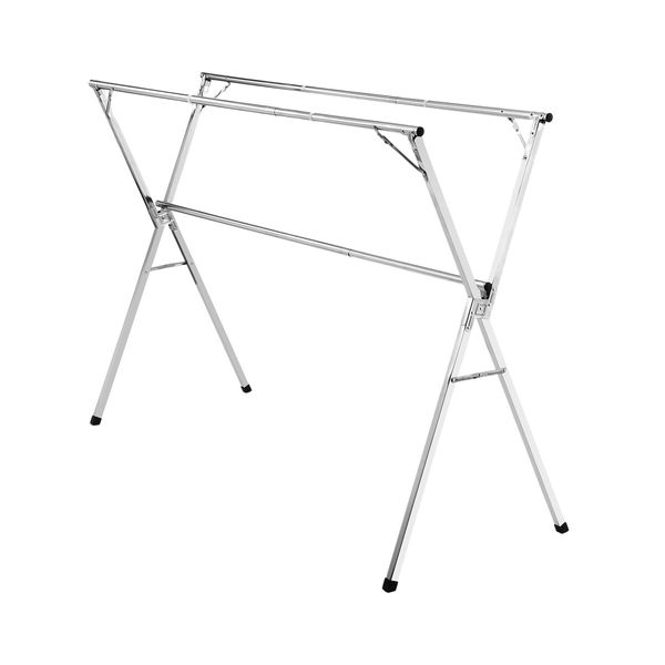 Clothes Drying Airer Stainless Steel Garment Rack Laundry Adjustable Foldable Freestanding Outdoor With 20 Hooks