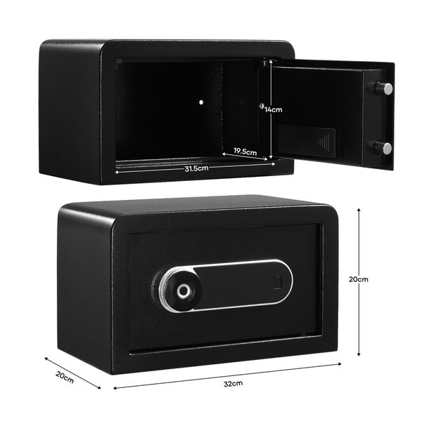 Digital Safe Security Box Electronic 8L Key Lock Fingerprint Steel Money Jewellery Cash Deposit Password Home Office