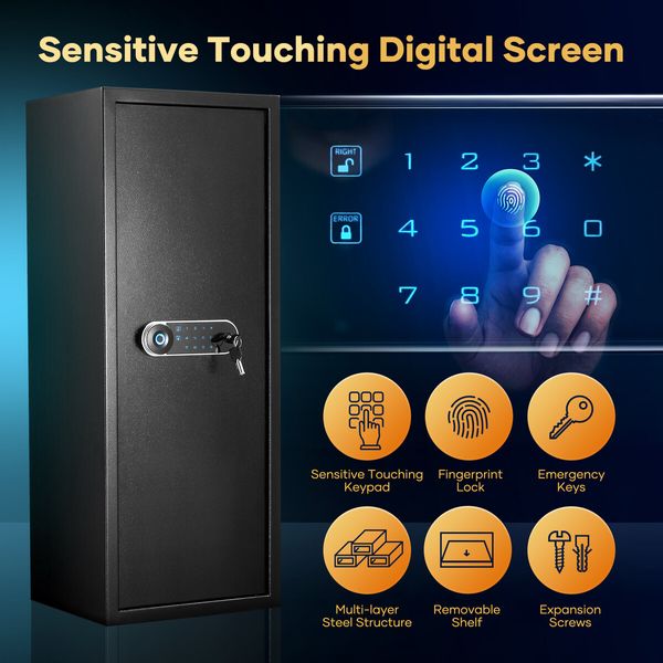 Security Box Digital Safe Electronic 80L Key Lock Fingerprint Steel Money Jewellery Cash Deposit Password Home Office