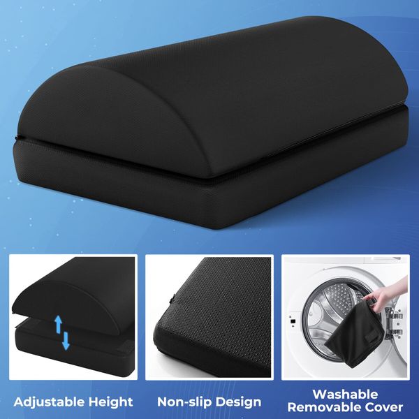 Foot Rest for Under Desk at Work-Versatile Foot Stool with Washable Cover-Comfortable Footrest with 2 Adjustable Heights for Car,Home and Office to Relieve Back,Lumbar,Knee Pain-Black