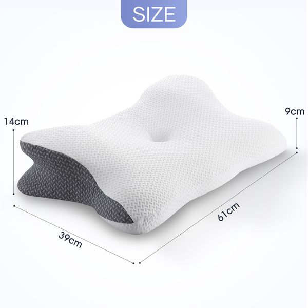 Contour Bed Pillow Cervical Memory Foam Cushion Neck Shoulder Support Ergonomic Pain Relief Side Back Stomach Sleeper Breathable Pillowcase