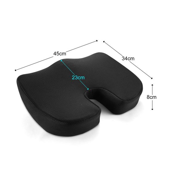 Orthopedic Seat Cushion Memory Foam Pillow Cool Gel Pad Car Gaming Office Chair Support Coccyx Tailbone Back Pain Relief Mesh Fabric Cover