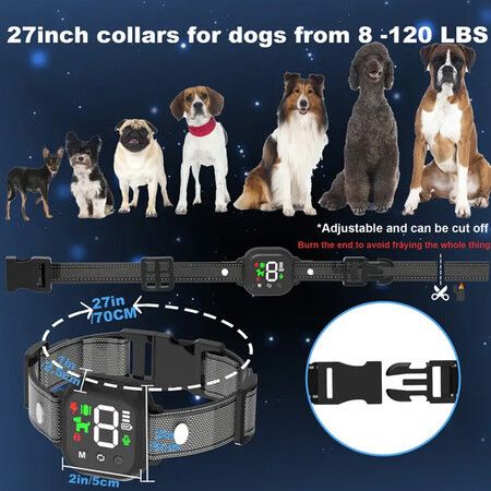 Dog Bark Collar, Beep Vibration Shock Mode Smart Bark Collars, Rechargeable Anti Barking Training Collar For Large Medium Small Dogs