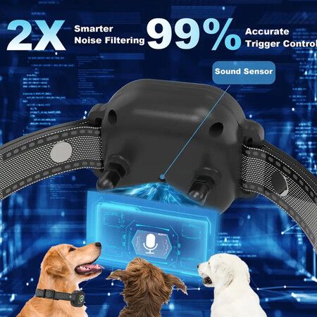 Dog Bark Collar, Beep Vibration Shock Mode Smart Bark Collars, Rechargeable Anti Barking Training Collar For Large Medium Small Dogs