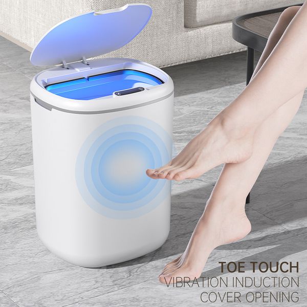 Smart Trash Bin 18L Sensor Rubbish Recycling Waste Bin Automatic Motion Toliet Basket Kitchen Garbage Can White