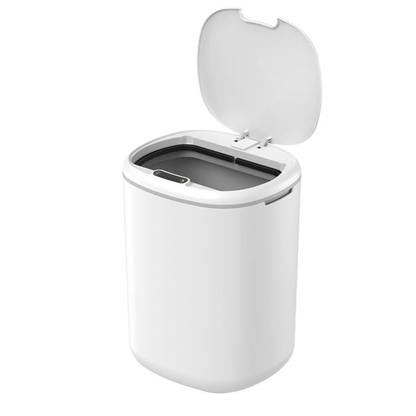 Smart Trash Bin 18L Sensor Rubbish Recycling Waste Bin Automatic Motion Toliet Basket Kitchen Garbage Can White