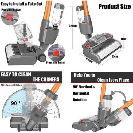 Wet and Dry Scrubbing Brushes for Dyson V15 V11 V10 V8 V7 Electric Broom Heads, Equipped with Cleaning and Sewage Tanks