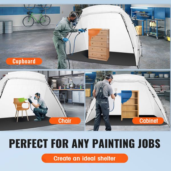 Spray Paint Tent Shelter Portable Mobile Booth DIY Painting Outdoor Enclosure White 259 x 183 x 168 cm