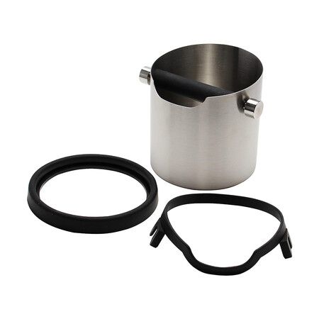 Coffee Knock Box, Capacity 1800ML Stainless Steel Espresso Grounds Container Waste Bin Coffee Tools (Silver)