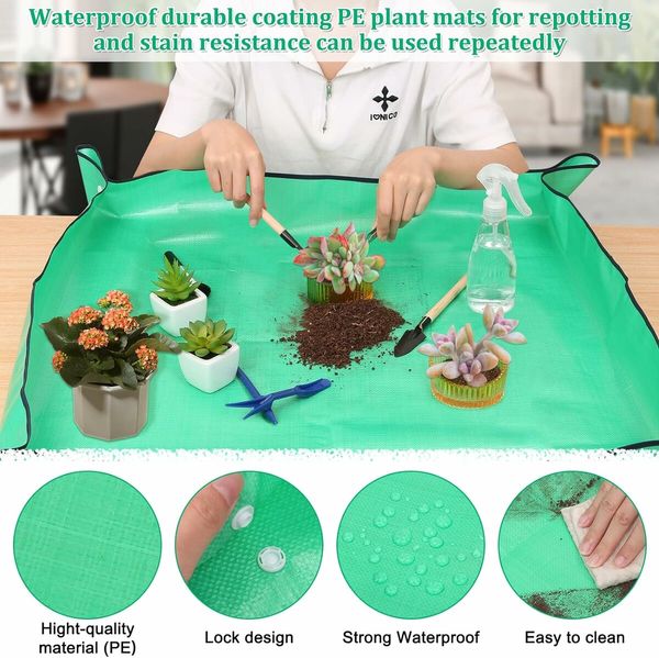 2 PCS 100*150cm Plant Repotting Mat Waterproof Indoor Succulent Potting Mat Portable Gardening Soil Changing and Watering mat and Foldable Garden mat