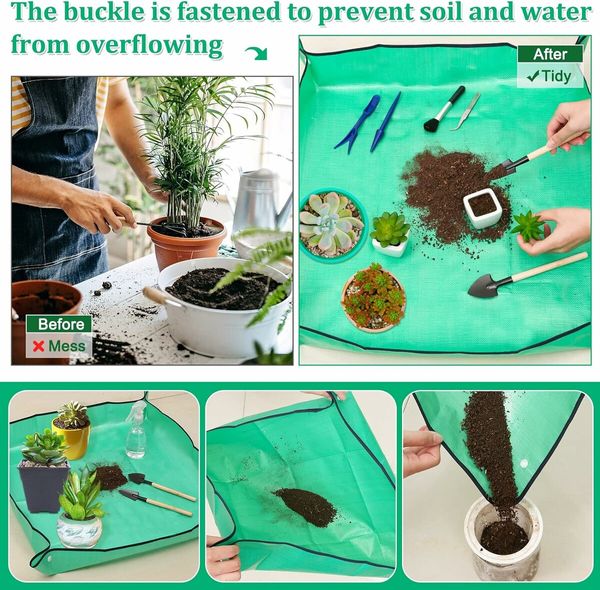 2 PCS 100*150cm Plant Repotting Mat Waterproof Indoor Succulent Potting Mat Portable Gardening Soil Changing and Watering mat and Foldable Garden mat