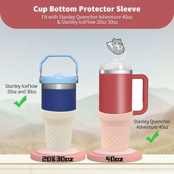 Silicone Boot for Stanley Cup 40oz, Cream Bottom Boot for Stanley IceFlow 20 30oz Pink