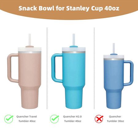 Snack Bowl for Stanley Cup, Reusable Snack Ring Compatible with Stanley Quencher H2.0 40OZ Tumbler (Blue, 40OZ)