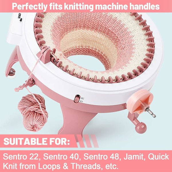 Knitting Machines Adapter, Circular Knotting Loom Crank Handle Adapter for Sentro 22 40 48 and Jamit for Quick Knit (Pink)