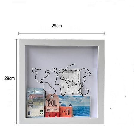 Adventure Archive Box, Ticket Shadow Box Top Loading Display Case Frame with Slot on Top 29 x 29 cm