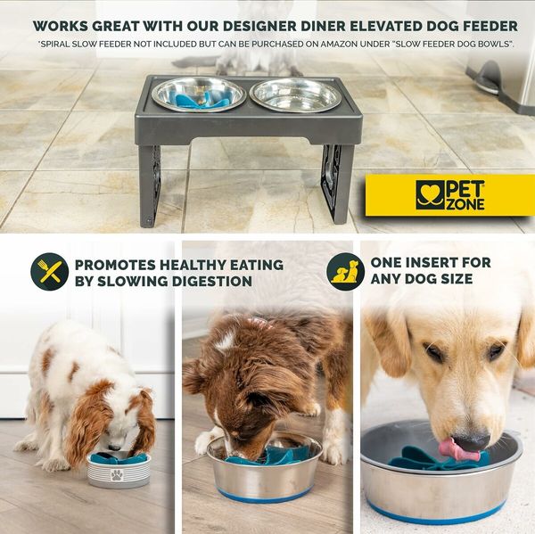 Spiral Slow Feeder Insert, Slow Feeding Dog Bowl, BPA Free Silicone, Fits 4 to 11 Cup Bowls