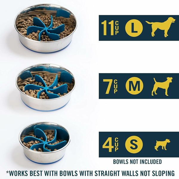 Spiral Slow Feeder Insert, Slow Feeding Dog Bowl, BPA Free Silicone, Fits 4 to 11 Cup Bowls