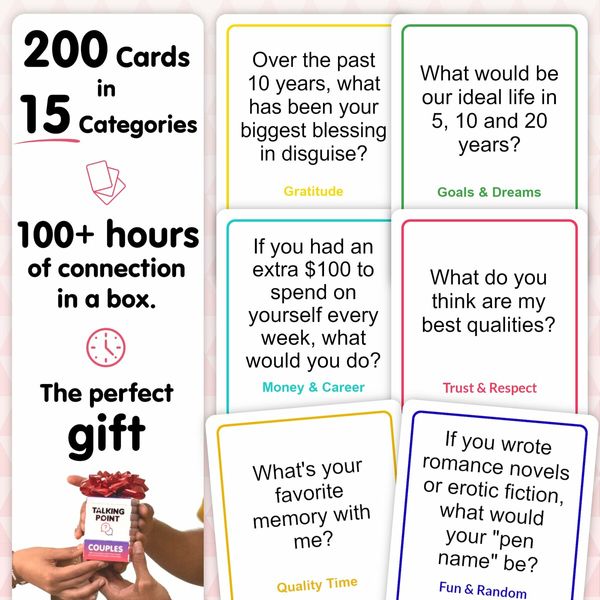 200 Couples Conversation Cards Dating Card Game for Adults Enjoy Better Relationships and Deeper Intimacy Fun Couples Game for Date Night,Valentine Card Games for Couples