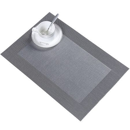 Silver 4 pack 30*45cm Placemats Easy to Clean Plastic Placemat Washable for Kitchen Table Heat - resist and Woven Vinyl Table Mats