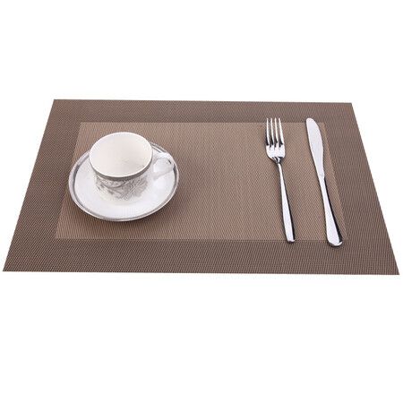 Golden Brown 4 pack 30*45cm Placemats Easy to Clean Plastic Placemat Washable for Kitchen Table Heat - resist and Woven Vinyl Table Mats