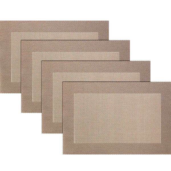 Golden Brown 4 pack 30*45cm Placemats Easy to Clean Plastic Placemat Washable for Kitchen Table Heat - resist and Woven Vinyl Table Mats