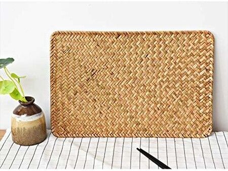 2-Pack Rectangular Woven Placemats 45x30cm Made from Natural Seagrass Rattan Wicker Table Mats for Dining Table