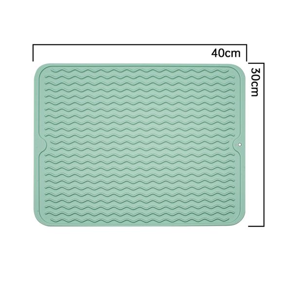 1 pack Green 30*40cm Silicone Dish Drying Mat for Multiple Usage,Easy clean,Eco-friendly,Heat-resistant,for Counter,Sink,Refrigerator or Drawer liner