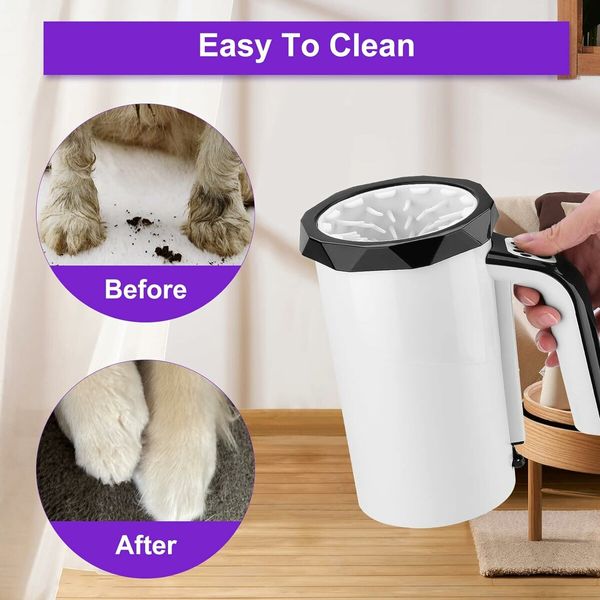 Rechargeable Automatic Dog Paw Cleaner, Dog Paw Washer Cup for Big Dog and Cat Grooming (Black)