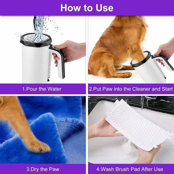 Rechargeable Automatic Dog Paw Cleaner, Dog Paw Washer Cup for Big Dog and Cat Grooming (Black)