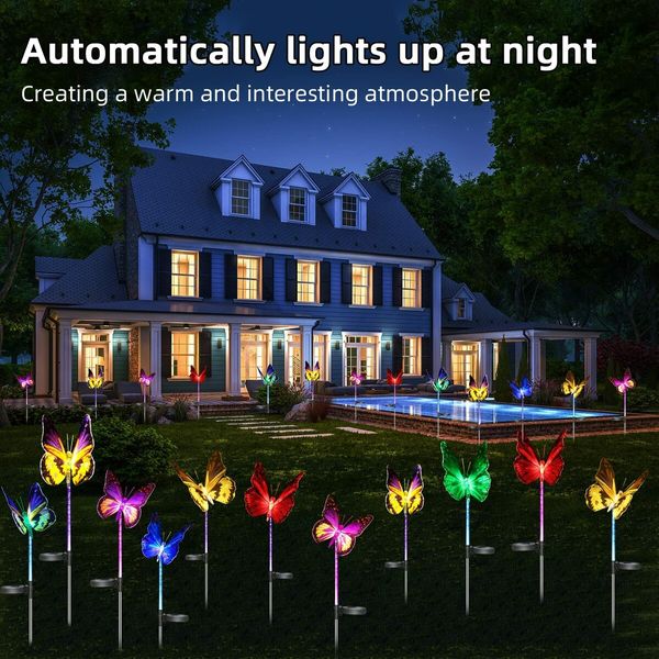 Outdoor Solar Garden Lights 3 Pack Solar Butterfly Decorative Lights LED Waterproof Solar Stake Lights for Garden Patio Yard Lawn