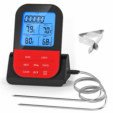 Dual 2 Probes Wireless BBQ Grill Meat Thermometer/Timer, Kitchen, Oven, BBQ, Grill, Meat Smoking, Oil Fry, Baking, Candy making, Brew Steeping