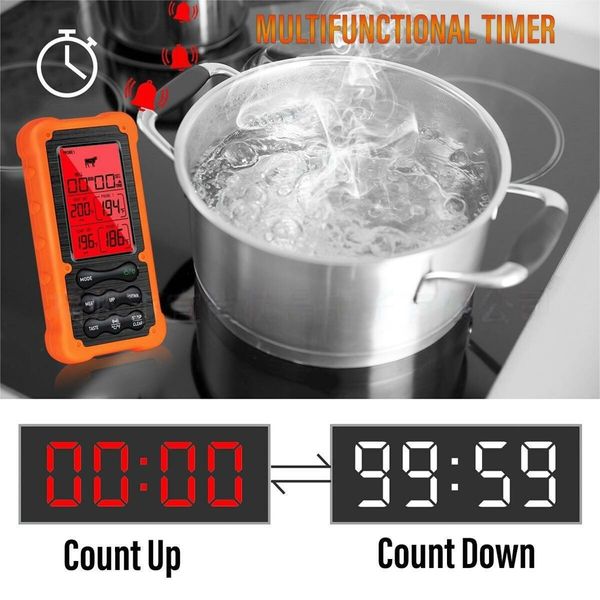 Digital Wireless Remote Meat Thermometer Cooking 2 Probes Oven BBQ Grill Smoker