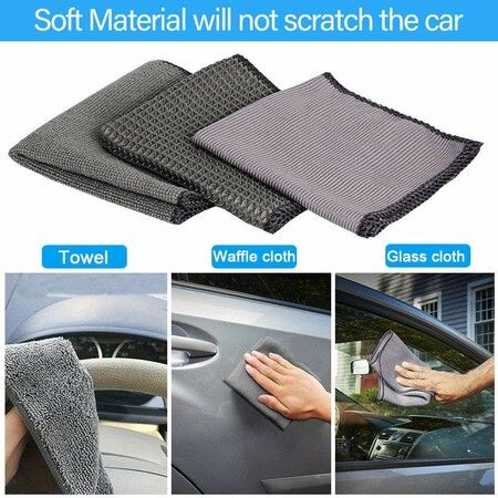 9p Set Car Cleaning MicroFiber Cloth Sponge Including Tyre Brush, Wash Mitt, Sponge, Washcloths, Car Care Set for Car, Motorcycle Window Kitchen