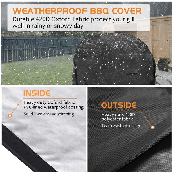 420D Oxford Barbecue Grill Cover Waterproof Fade Resistant and UV Resistant BBQ Cover
Suitable for Most Popular Grills-147x61x122cm