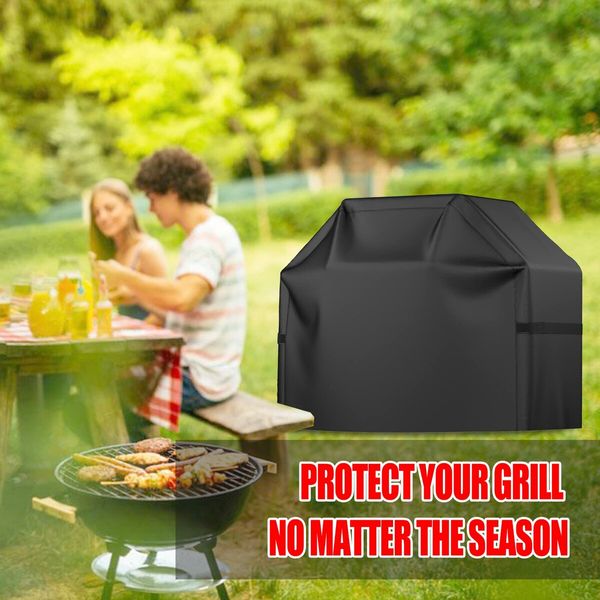 58 inch BBQ Grill Cover Waterproof Weather Resistant Anti-UV, Fade Resistant, with Adjustable Velcro Strap, Gas Grill Cover(Black)