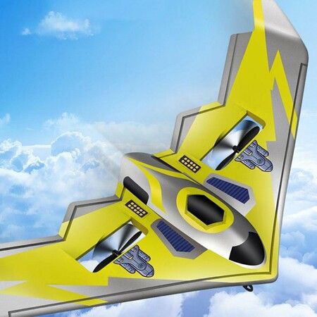 Children'S Remote Control Foam Aircraft Fighter Aircraft Model Fixed Wing Glider Drop Resistant Electric Hand-Thrown Aircraft Toy (Yellow)