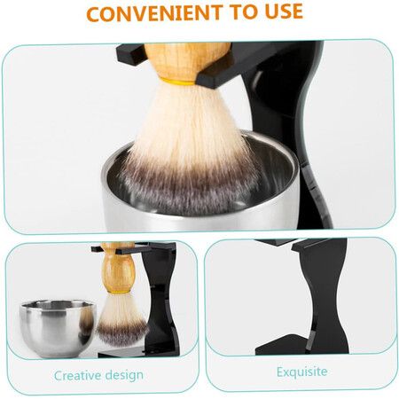 Amazing Men's Wet Shaving Kit, Heavyweight Shaving Brush Razor Stand with Stainless Steel Soap Bowl and Friendly Brush